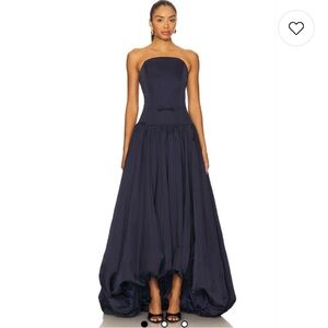 Elegant Strapless Navy Blue Evening Gown